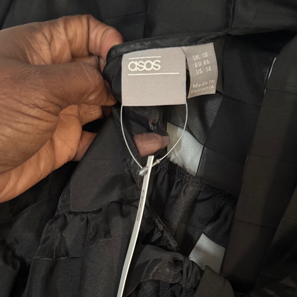 ASOS Black Sheer Blouse with Check Pattern - Picture 4 of 4